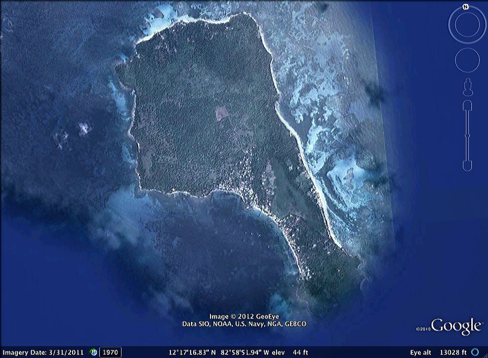 View of Little Corn Island From Space