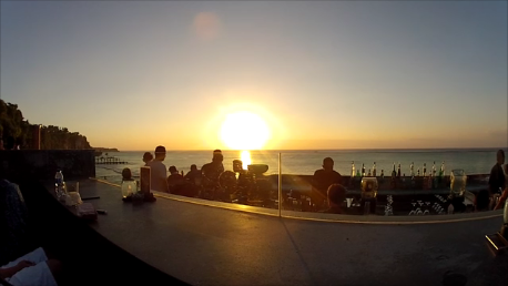 Sunset At Rock Bar In Bali Indonesia