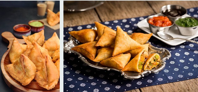 What are traditional samosas made of?