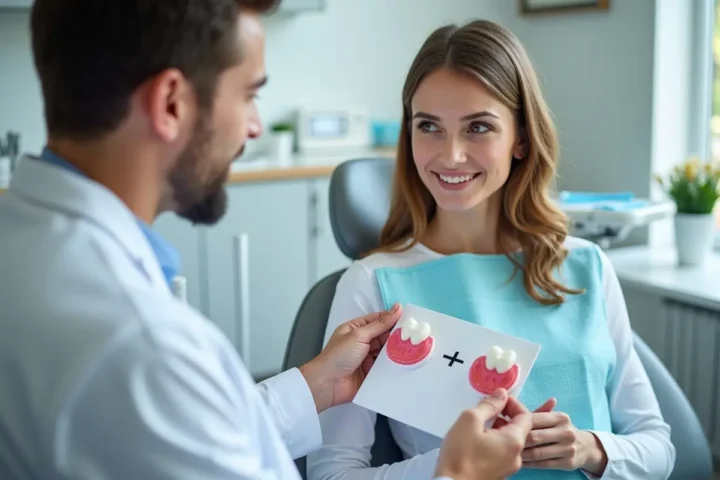 patient consulting dentist during appointment