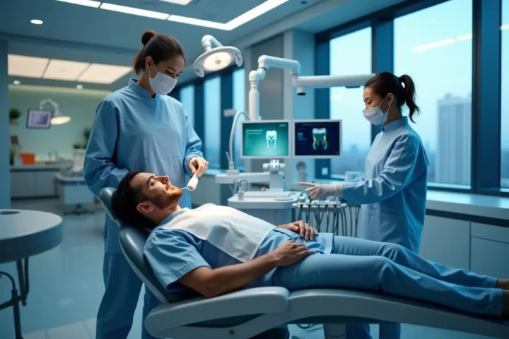 dentist using modern tools for treatment