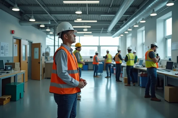 employee wearing safety vest