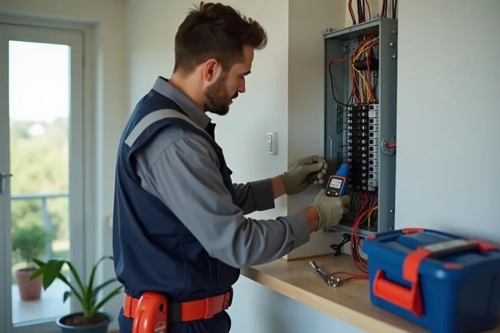 electrician working and repairing