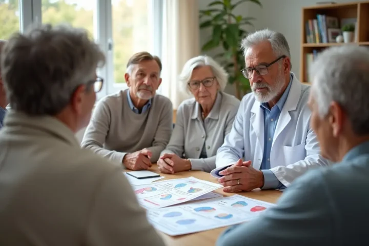 doctor explaining alzheimer’s disease progression stages to patient’s family