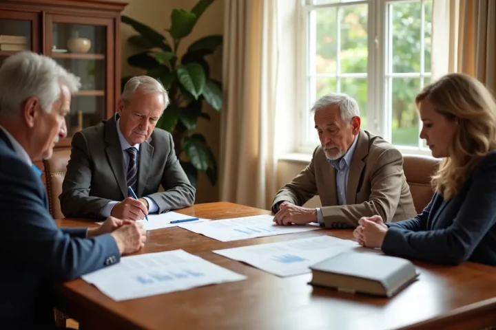 family meeting with estate planning lawyer to discuss inheritance preparations