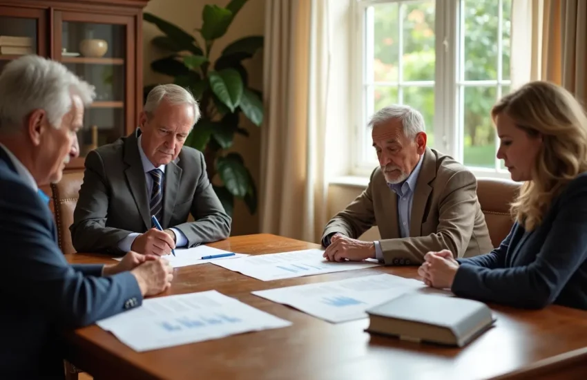 family meeting with estate planning lawyer to discuss inheritance preparations