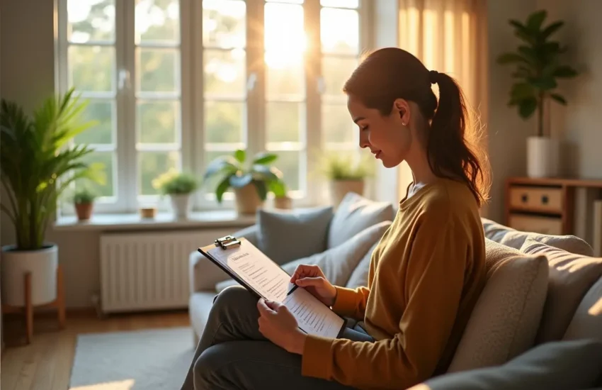 homeowner checking tasks to maintain fresh clean indoor air quality