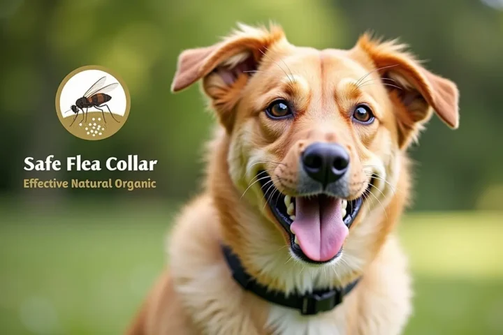 dog wearing safe flea collar made with effective natural ingredients