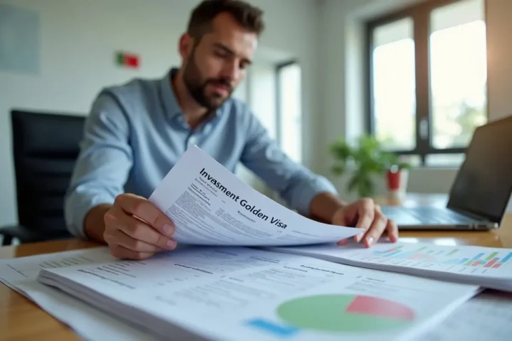 investor reviewing portugal golden visa fund investment application documents