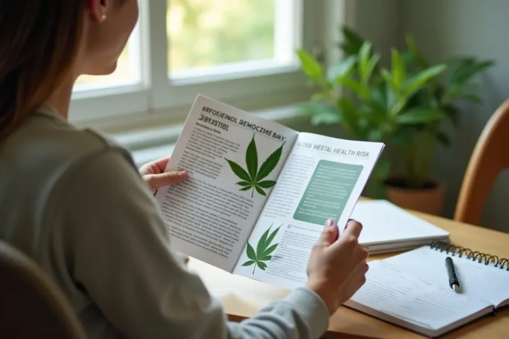 person learning about cannabis benefits while understanding potential health risks