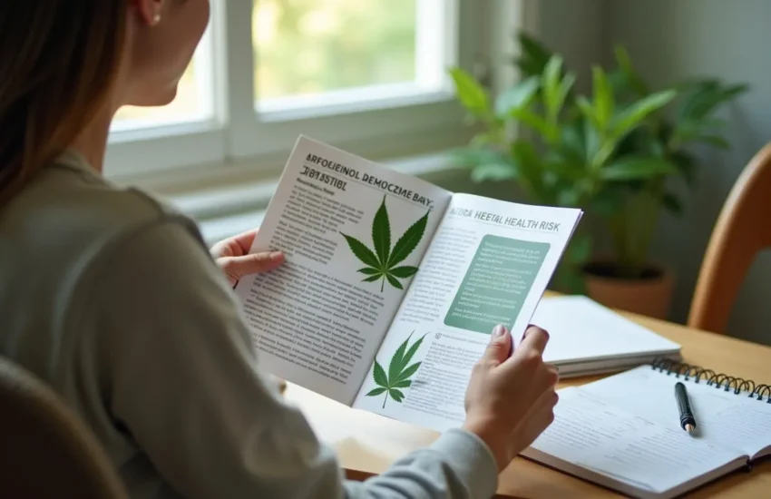 person learning about cannabis benefits while understanding potential health risks