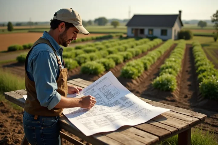 farmer organizing efficient farm layout to improve workflow and productivity