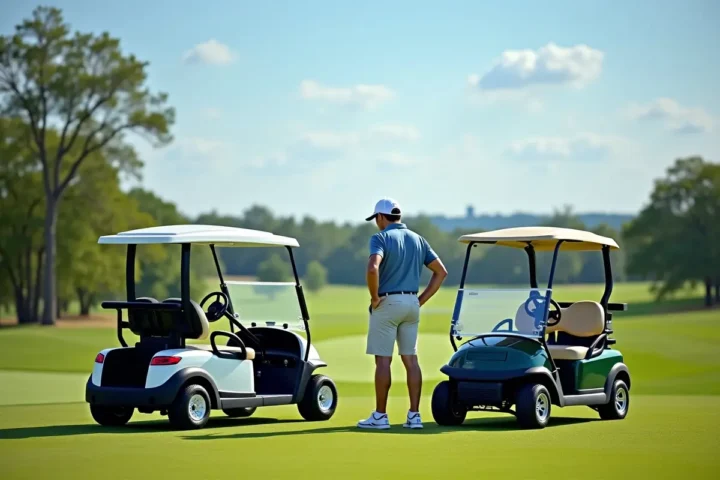 golfer comparing electric and manual carts to enhance overall playing experience