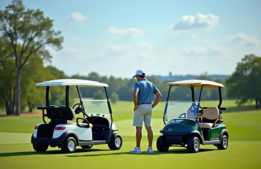 golfer comparing electric and manual carts to enhance overall playing experience