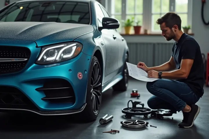 car owner customizing vehicle while ensuring compliance with legal modification limits