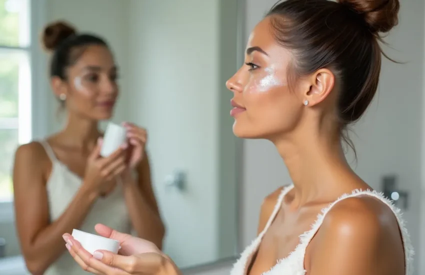 woman following skincare routine before and after profhilo treatment