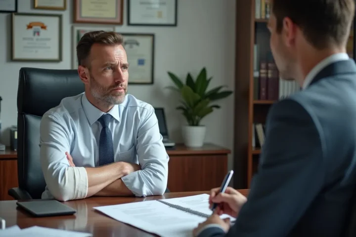 injured driver meeting experienced truck accident lawyer for guidance