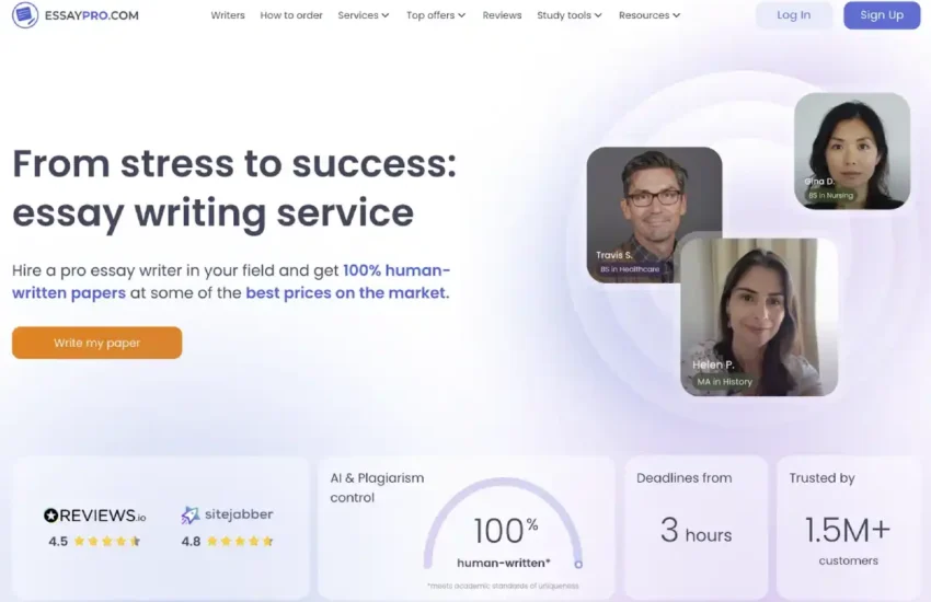 EssayPro Service Homepage for Overall Info
