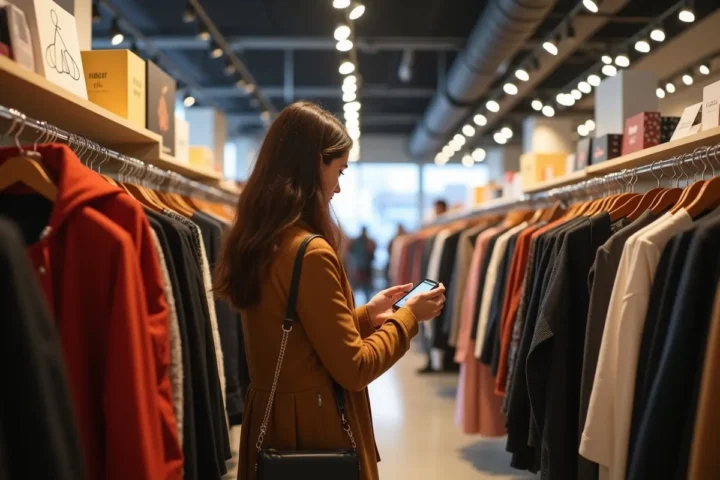 shopper browsing women's fashion deals during black friday sale
