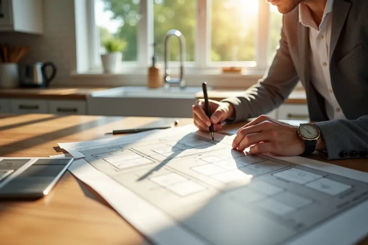 homeowner planning cabinet redesign to improve beauty function and value