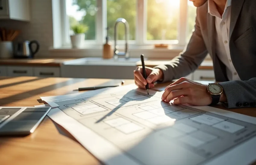 homeowner planning cabinet redesign to improve beauty function and value