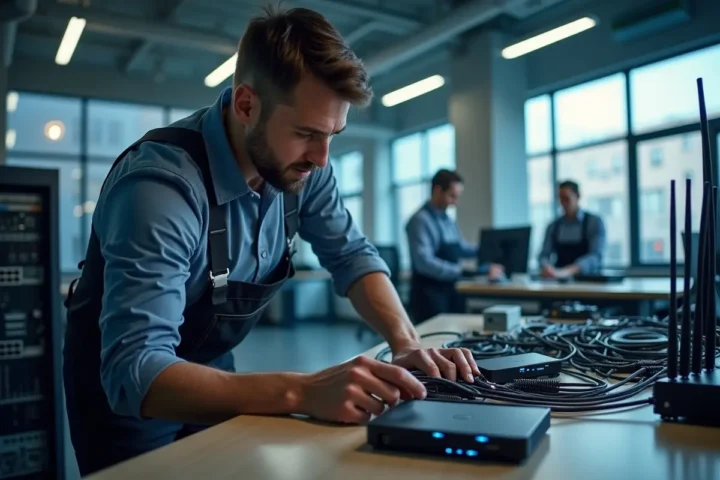 technician using cradlepoint 5g technology to improve wireless connectivity