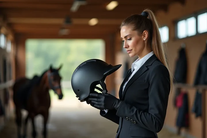 professional horse rider choosing a helmet for superior safety and performance