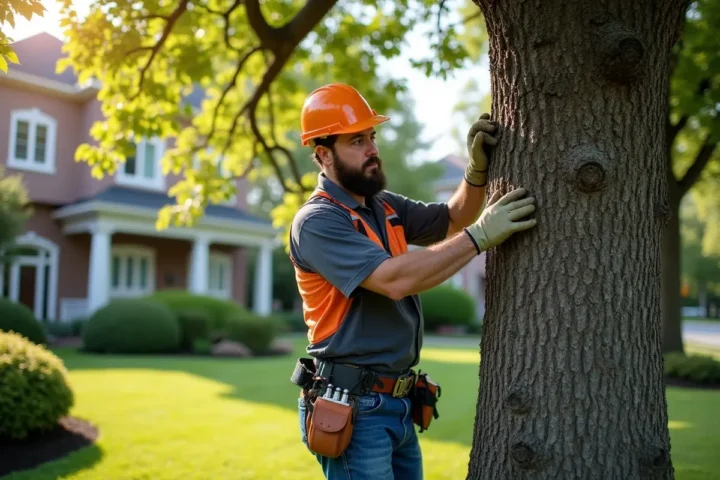 arborist performing property tree maintenance to ensure safety and beauty