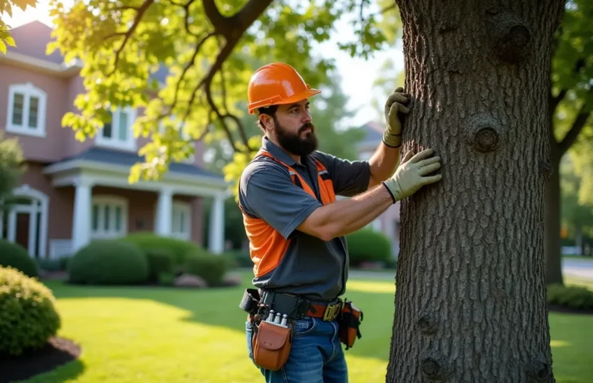 arborist performing property tree maintenance to ensure safety and beauty