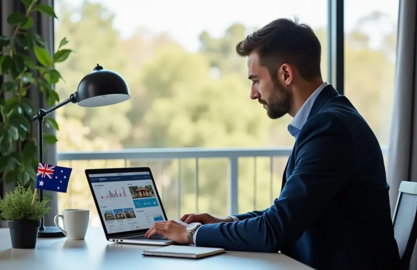 investor reviewing australian property investment opportunities on laptop