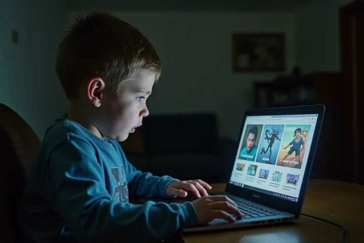child using gaming platform with safety risks and legal concerns online