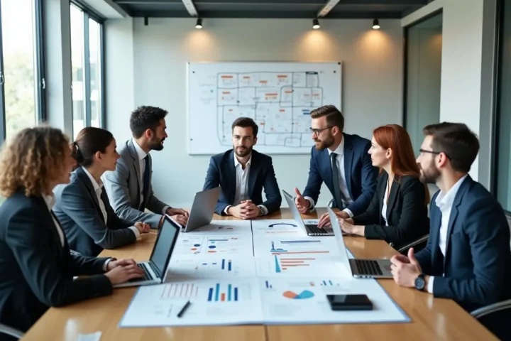 team planning sustainable digital marketing roadmap with clear strategy