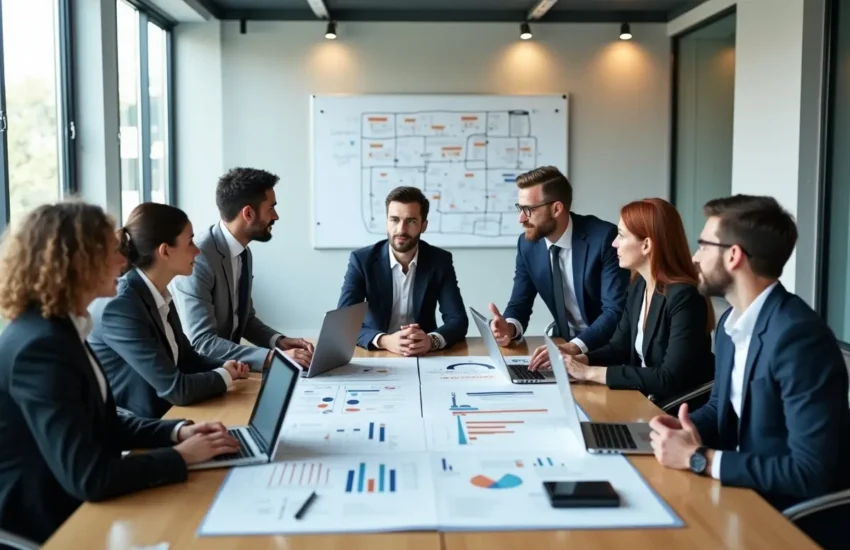 team planning sustainable digital marketing roadmap with clear strategy