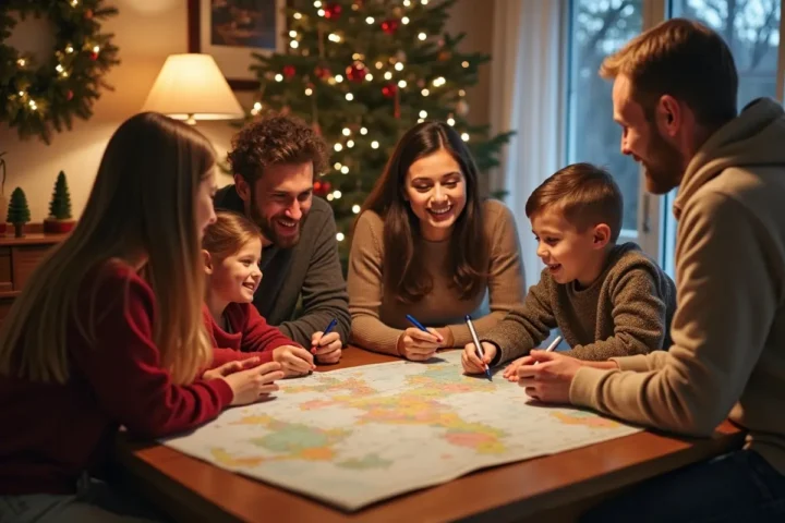 family planning festive holiday vacation around table