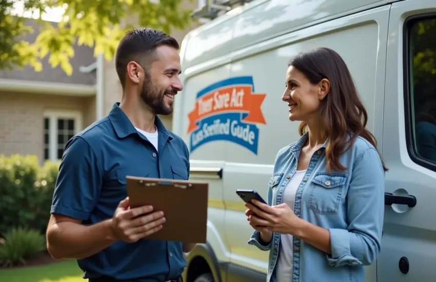 homeowner scheduling routine plumbing maintenance with local service professional