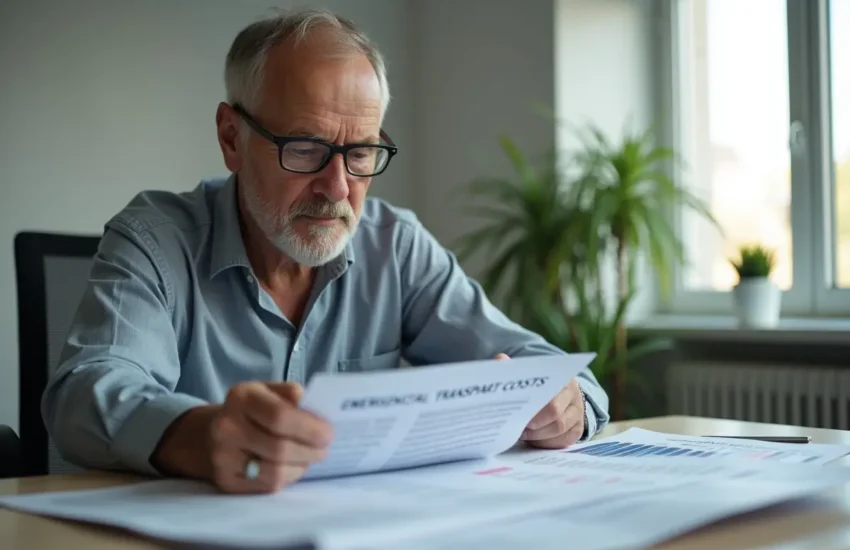 patient reviewing emergency medical transport cost documents