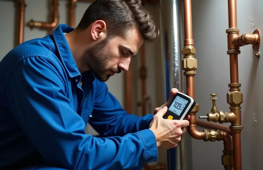 technician inspecting and upgrading residential plumbing system performance