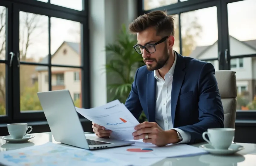 successful landlord reviewing rental property financial performance