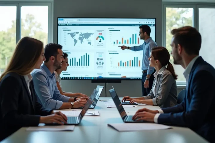 team analyzing video campaign impact on sales