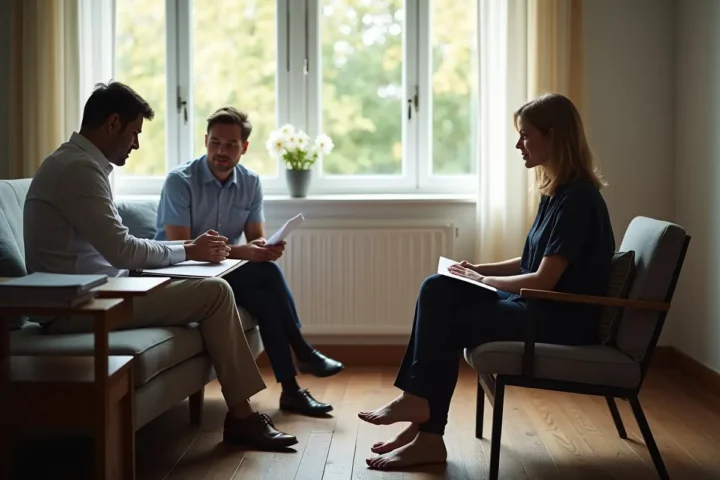 injured person receiving mental health support and legal help after accident