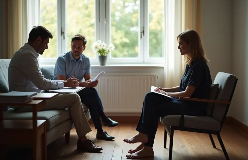 injured person receiving mental health support and legal help after accident