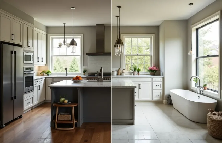 modern kitchen and bathroom upgrades transforming outdated space dramatically