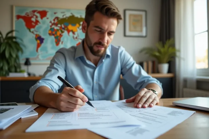 buyer reviewing checklist to safely purchase property in foreign country