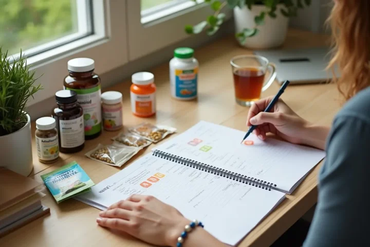 person organizing supplement strategy plan to improve overall wellness