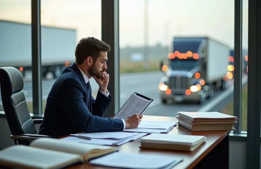 lawyer reviewing federal trucking regulations affecting accident claim outcomes