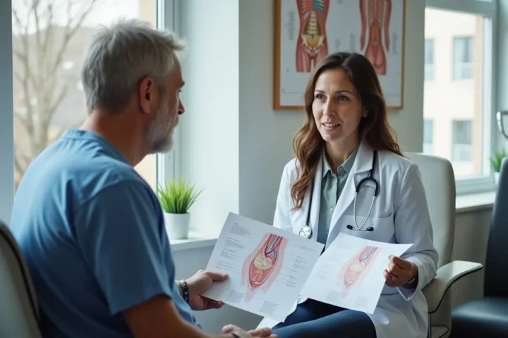 patient consulting vein and artery specialist for vascular health concerns