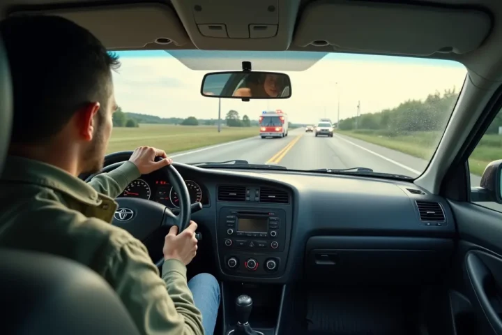 driver taking practical steps to regain control after vehicle collision