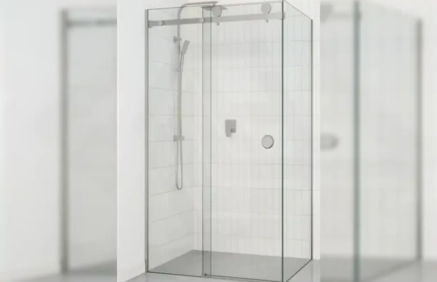 frameless glass shower enclosure with sliding door design