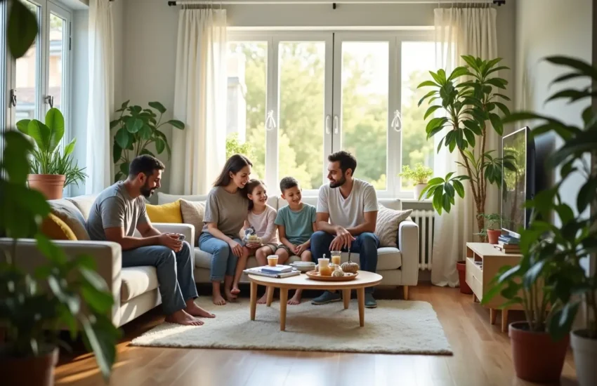 family improving indoor air quality for healthier everyday living conditions