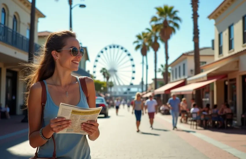 visitor exploring santa monica attractions during scenic walking tour